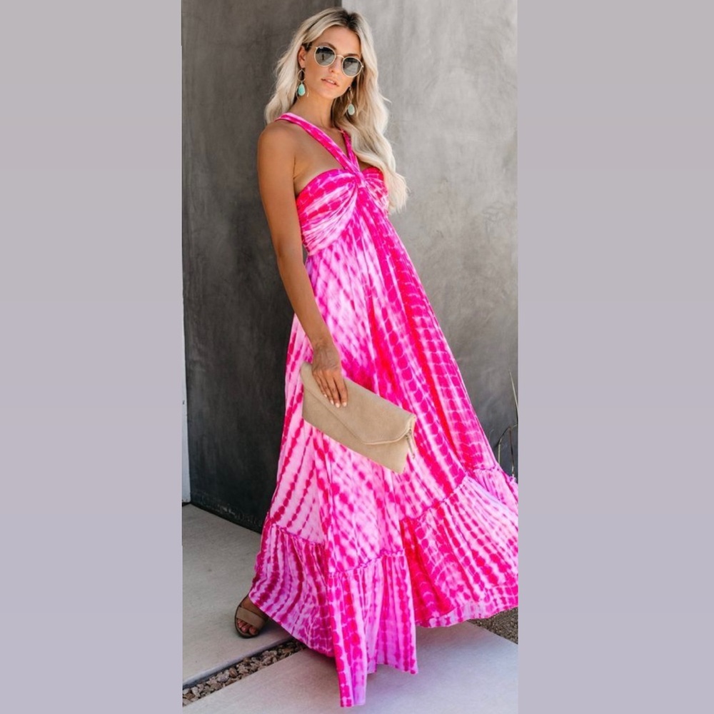 VICI pink tye dye maxi